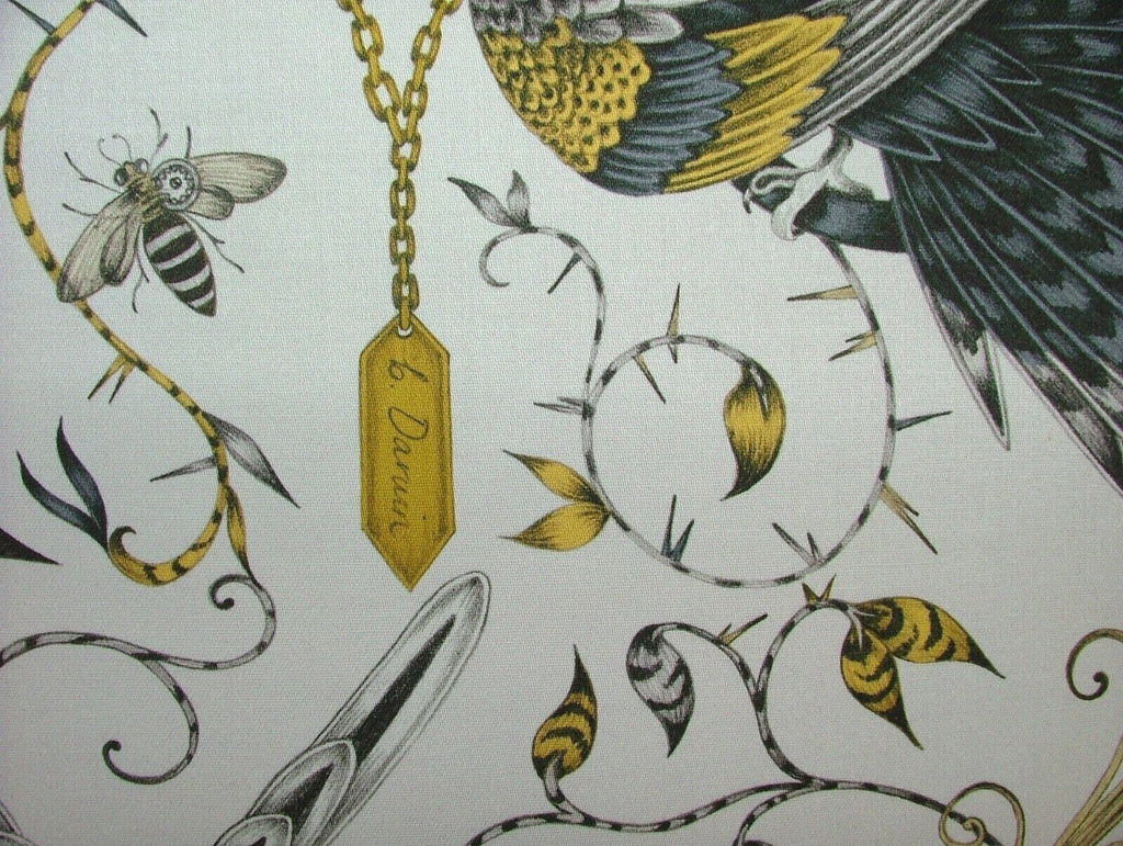 Emma J Shipley Fabric Audubon Gold Cotton Curtain Upholstery Cushion Fabric