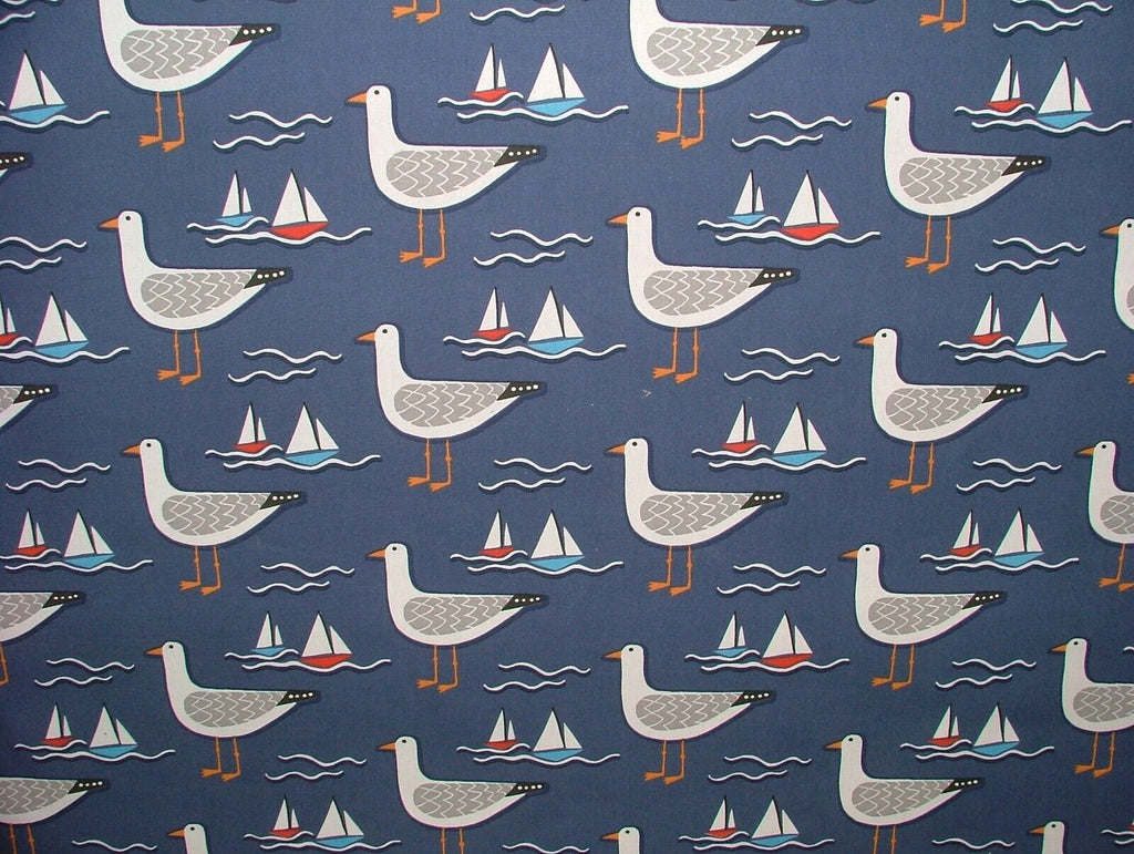 Whitby Seagull Nautical Coastal Cotton Curtain Upholstery Cushion Blind Fabric