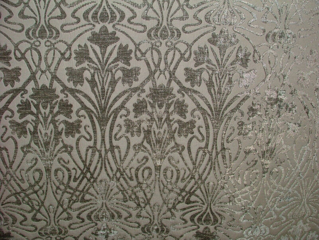 10 Metres Art Nouveau Flint Grey Chenille Fabric Curtain Upholstery Cushion