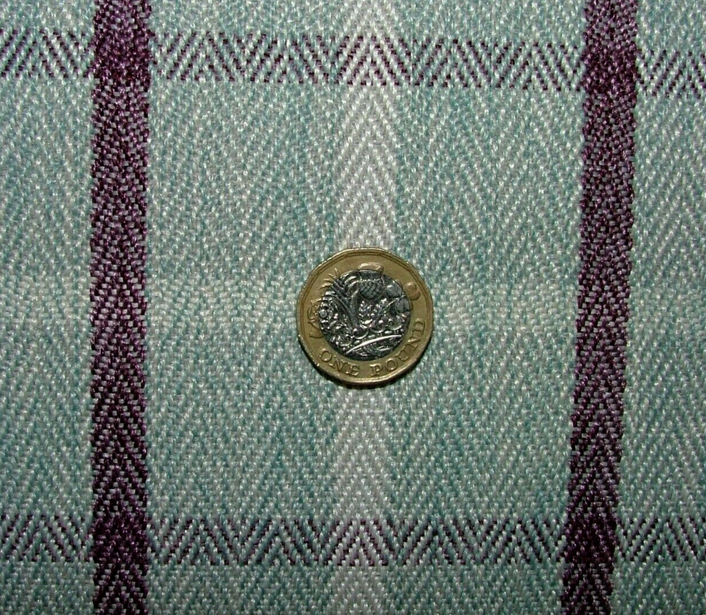 Duckegg Mulberry Herringbone Check Tartan Fabric Upholstery Cushion Curtain