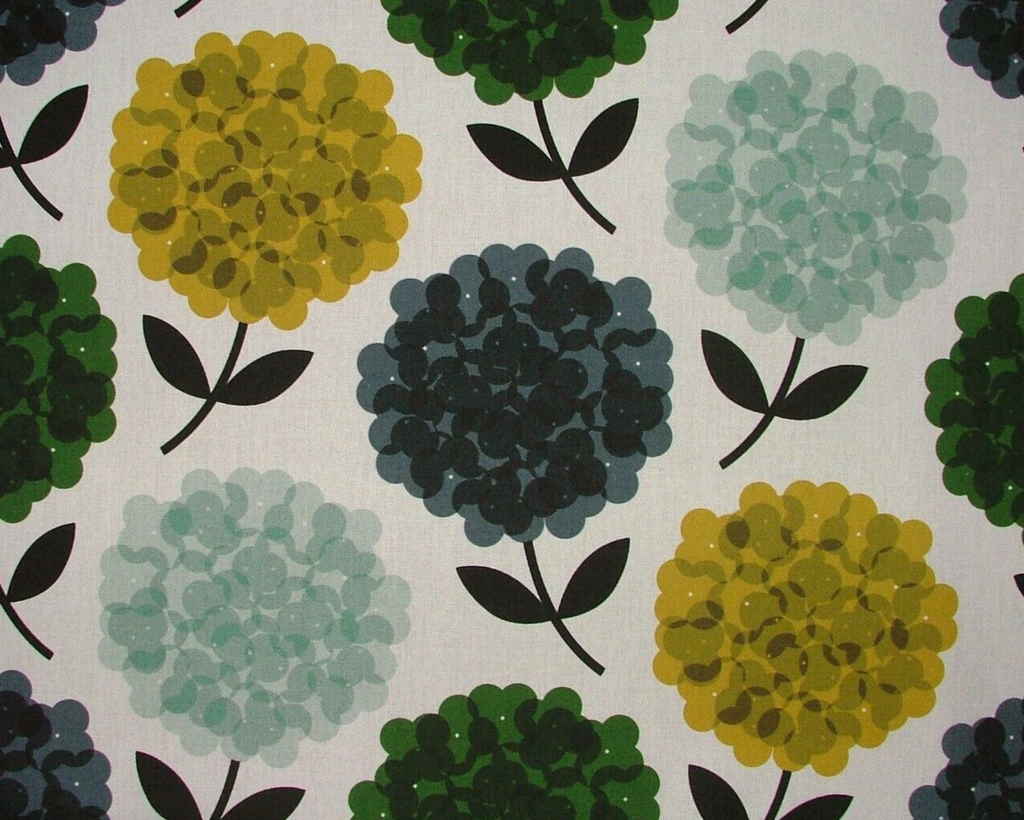 Orla Kiely Hydrangea Jade Cotton Curtain Upholstery Cushion Bag Making Fabric