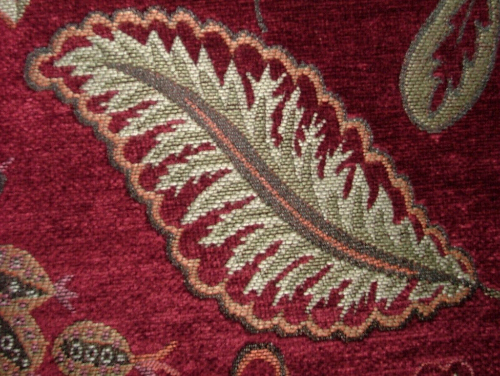 2.8 Metres Summer Fruits Ruby Red Chenille Fabric Curtain Cushion Upholstery