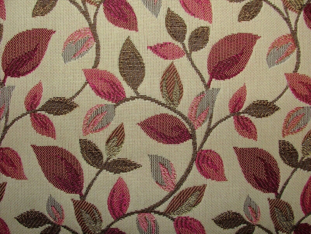 Palermo Leaf Wine Woven Jacquard Curtain Upholstery Cushion Multi Use Fabric