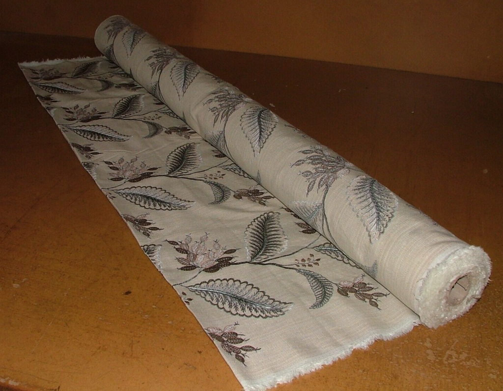 11 Metres Berryvine Dove Grey Embroidered Fabric Upholstery Curtain RRP £550.00