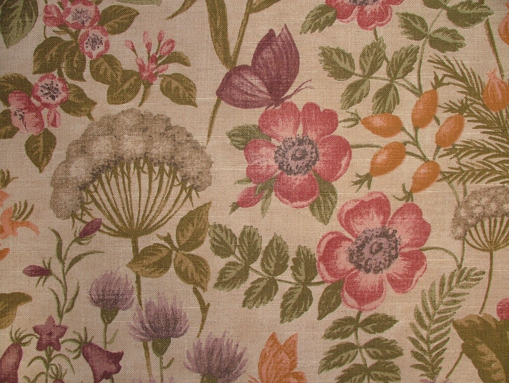 3 Metres iLiv Field Flowers Copper Linen Mix Fabric Cushion Curtain Upholstery