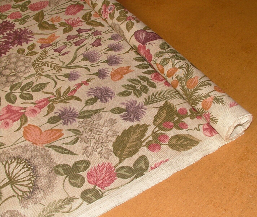 3 Metres iLiv Field Flowers Copper Linen Mix Fabric Cushion Curtain Upholstery