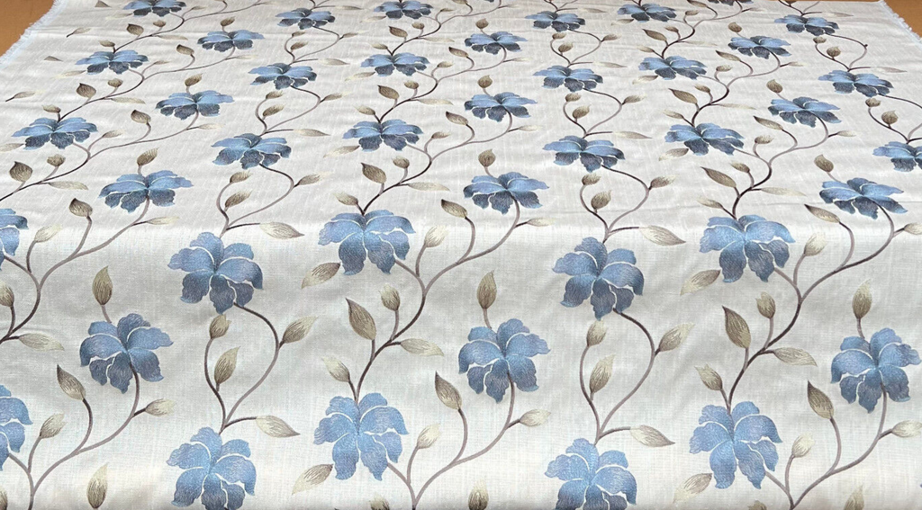 1.3 Metres iLiv Everglade Cobalt Premium Embroidered Fabric Curtain Upholstery2