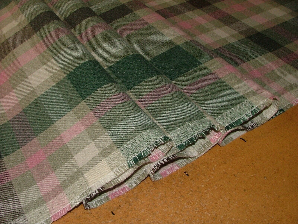 Tobermory Jade Wool Effect Thick Tartan Upholstery Curtain Cushion Fabric