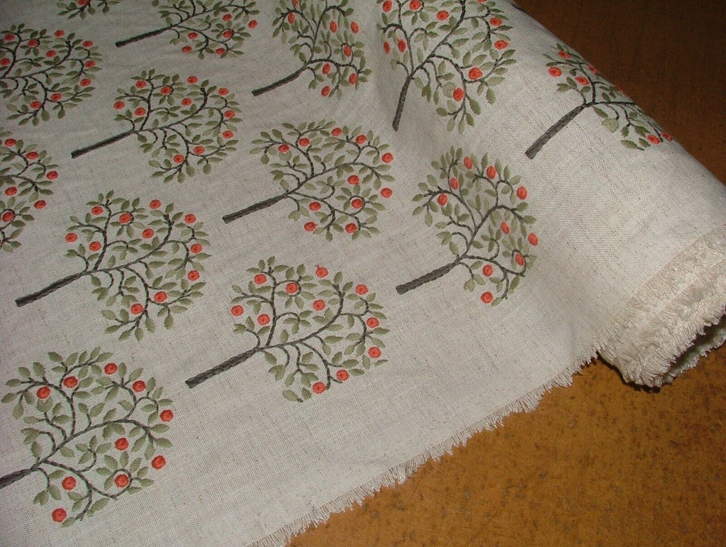 Orange Grove Spruce Embroidered Fabric Curtain Upholstery Cushion Roman Blinds