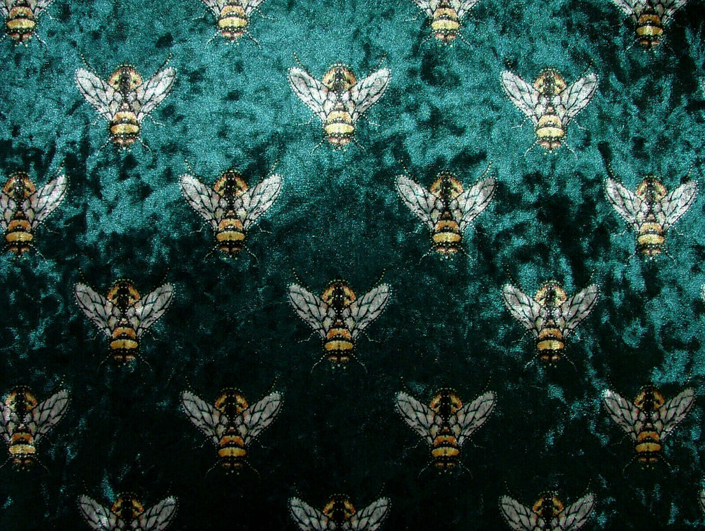 Luxurious Bees Plush Velvet Bee Fabric Curtain Upholstery Cushion Roman Blinds