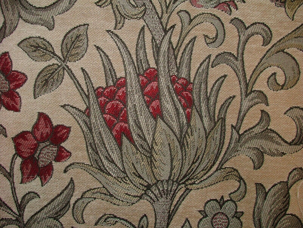 Scottish Thistle Ruby Chenille Fabric Curtain Cushion Upholstery Throws Blinds