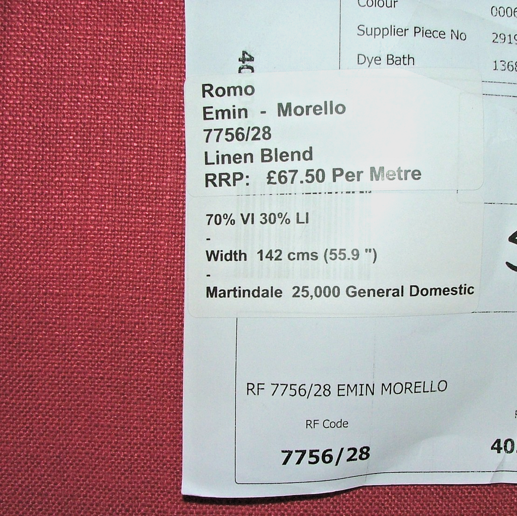 Romo Curtain Upholstery Fabric MORELLO Linen Blend RRP £337.50   -   5 Metres6