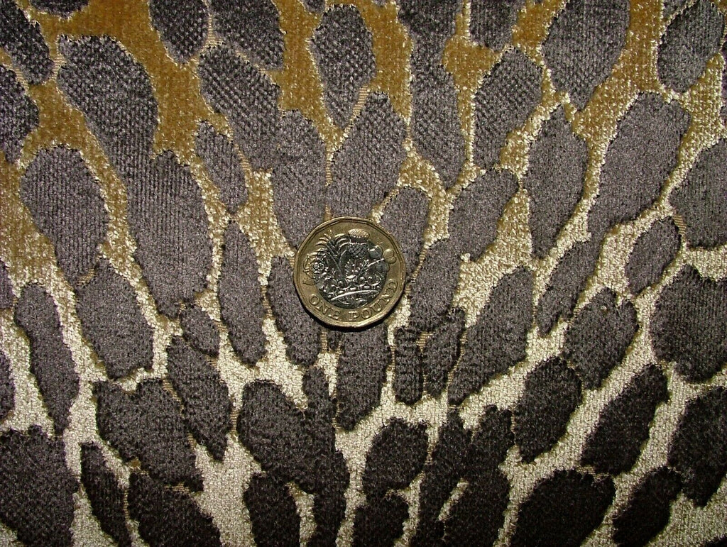 Animal Print Bronze Plush Heavyweight Velvet Fabric Curtain Upholstery Cushion