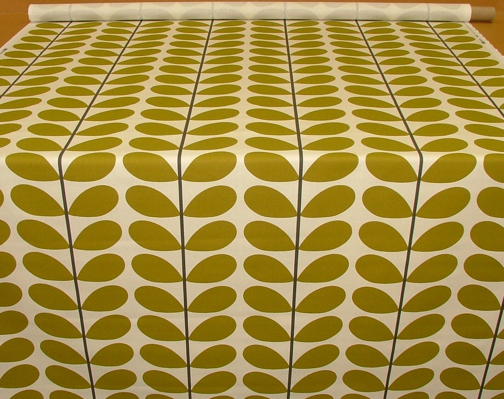 Designer Orla Kiely Two Colour Stem Olive Cotton Curtain Upholstery Craft Fabric