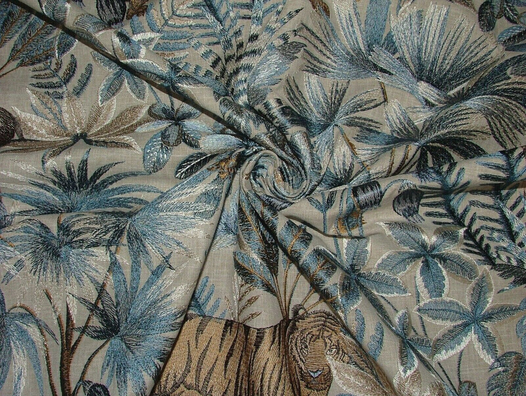 Tropical Forest Tiger Lagoon Embroidered  Fabric Curtain Upholstery Cushion