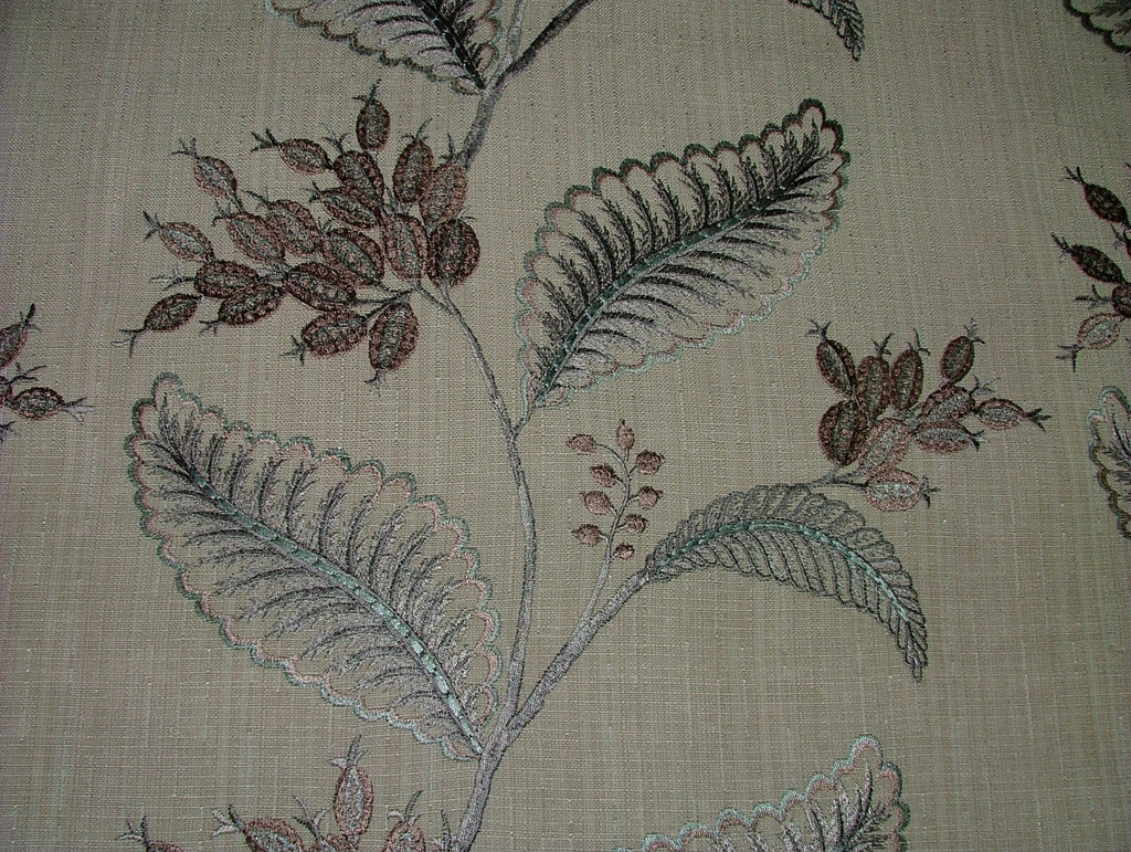 Embroidered Curtain Upholstery Fabric 11 Metres Berryvine Dove Grey RRP £550.005