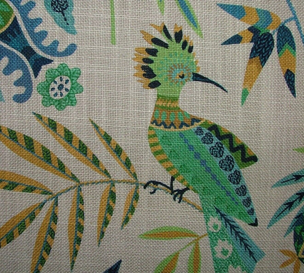 Hoopoe Bird Neptune Linen Blend Fabric - Curtain Upholstery Cushion Headboards