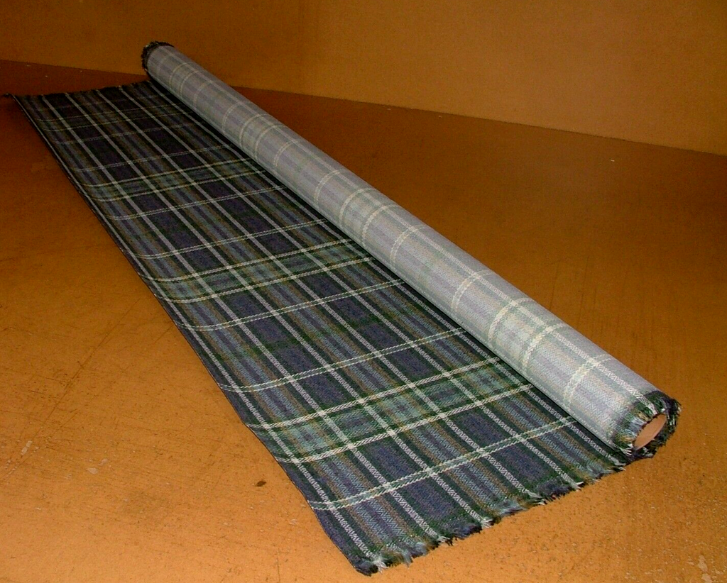 2.7 Metre Pitlochry Indigo Blue Tartan Flame Retardant Fabric Upholstery Cushion