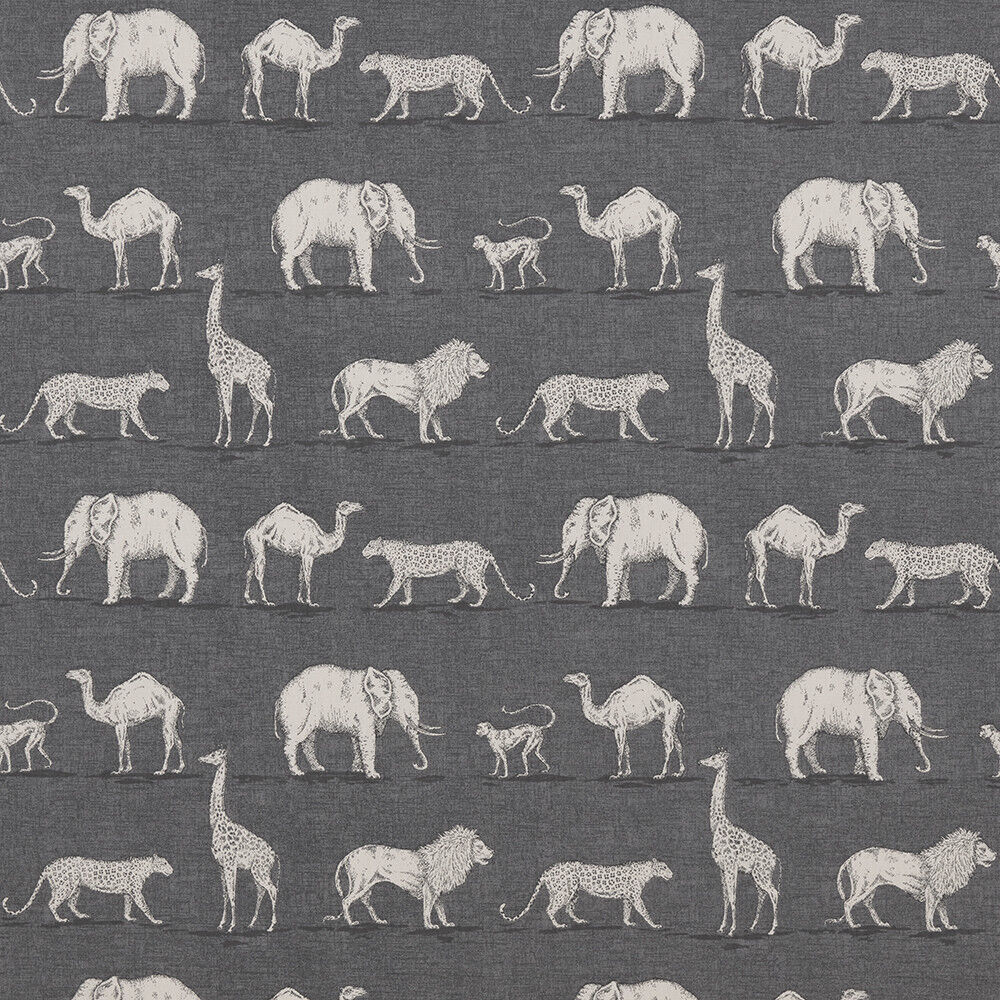 2.3m iLiv Prairie Animals Lead Grey Cotton Fabric Cushion Curtain Upholstery