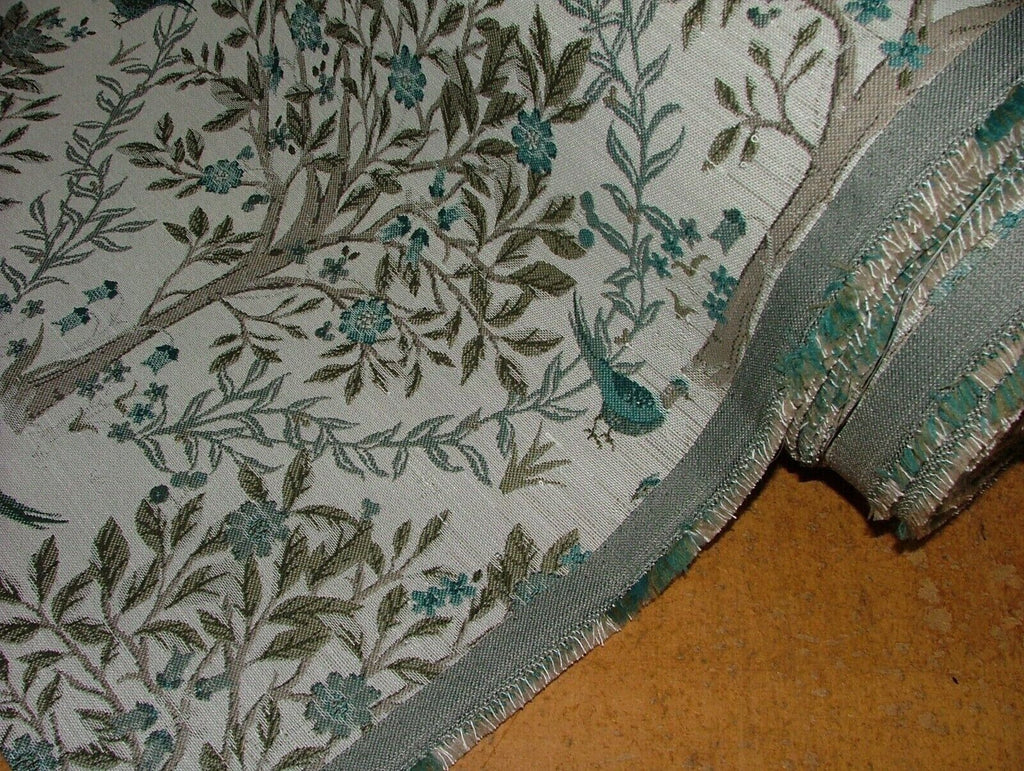 28 Metre Pheasants In The Trees Teal Jacquard Fabric Curtain Cushion Furnishings