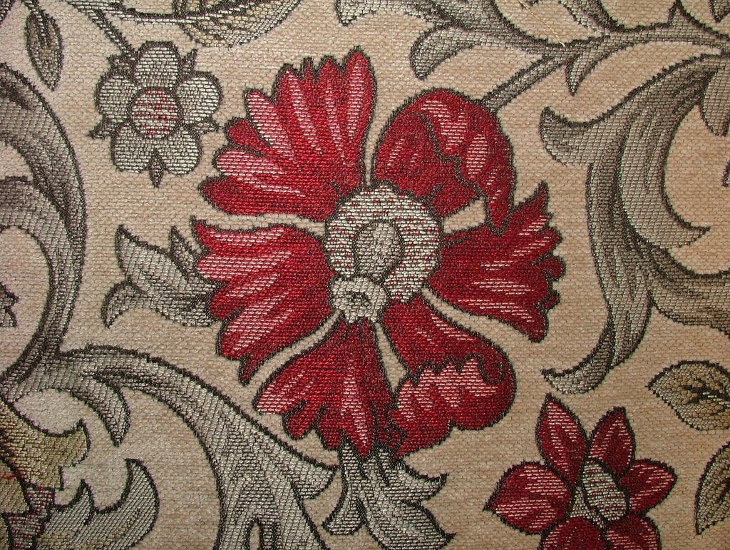 Scottish Thistle Ruby Chenille Fabric Curtain Cushion Upholstery Throws Blinds