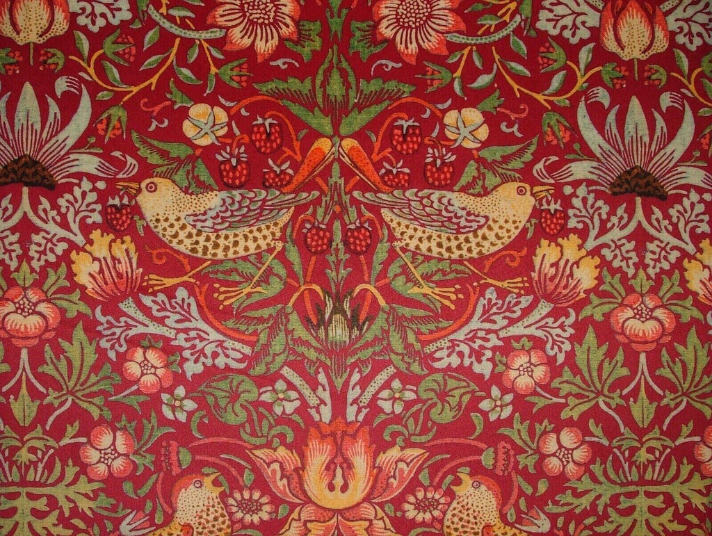 William Morris Strawberry Thief Wine Velvet Fabric Curtain Upholstery Cushion