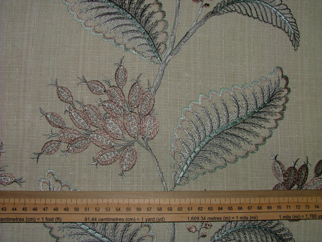 Embroidered Curtain Upholstery Fabric 11 Metres Berryvine Dove Grey RRP £550.0014