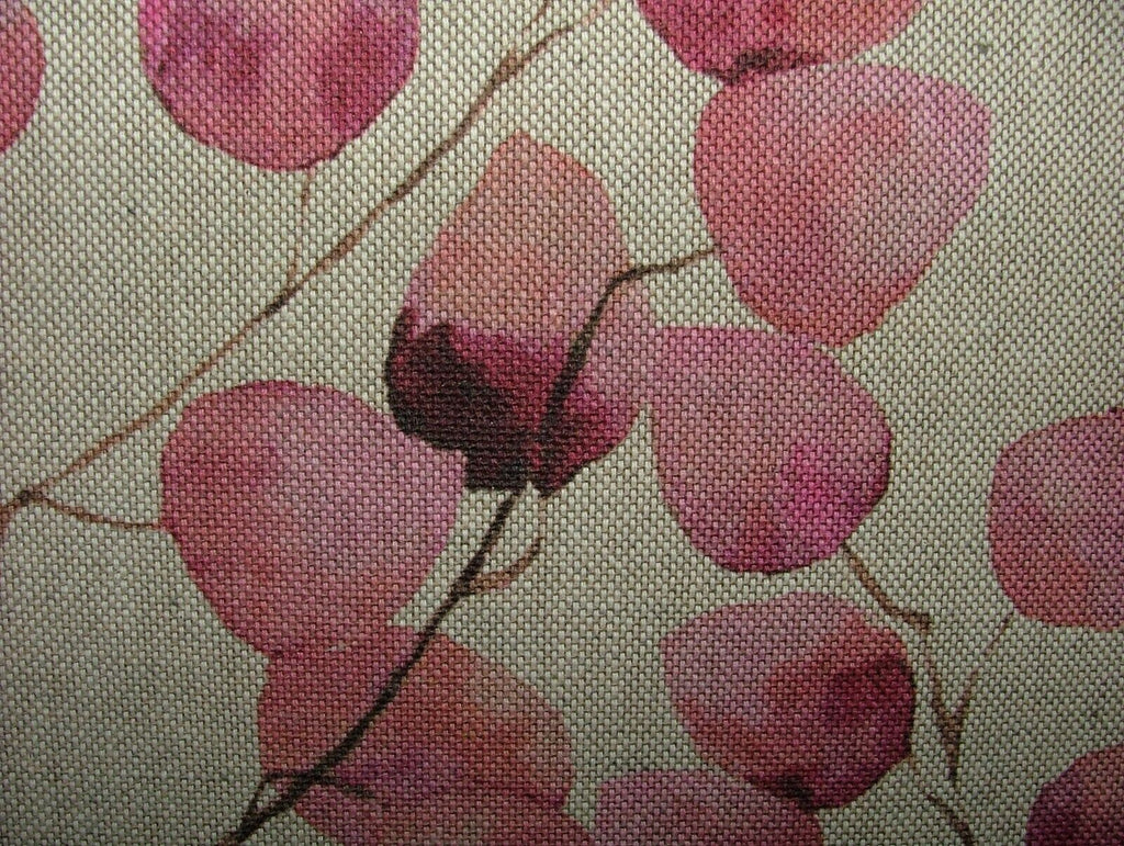 Eucalyptus Tree Leaf Pink Linen Cotton Fabric Curtain Cushion Upholstery Craft