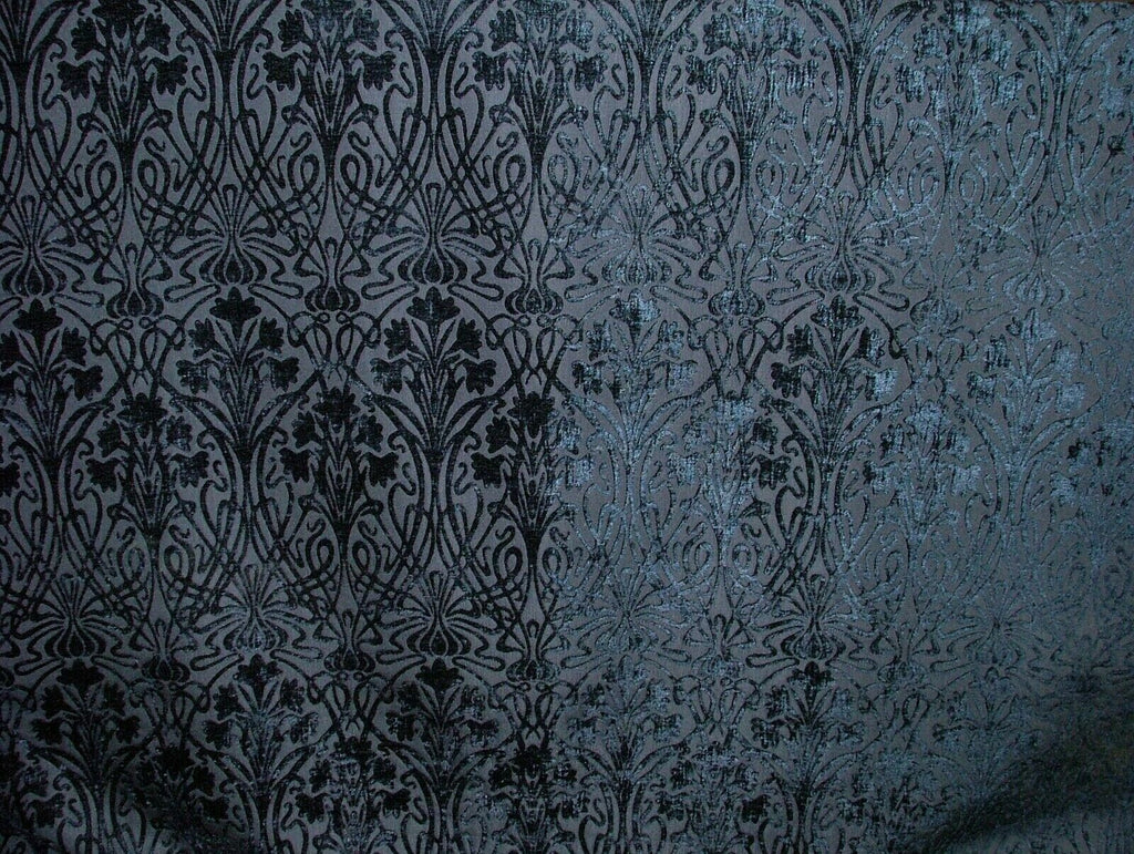 10 Metres Art Nouveau Indigo Blue Chenille Fabric Curtain Upholstery Cushion