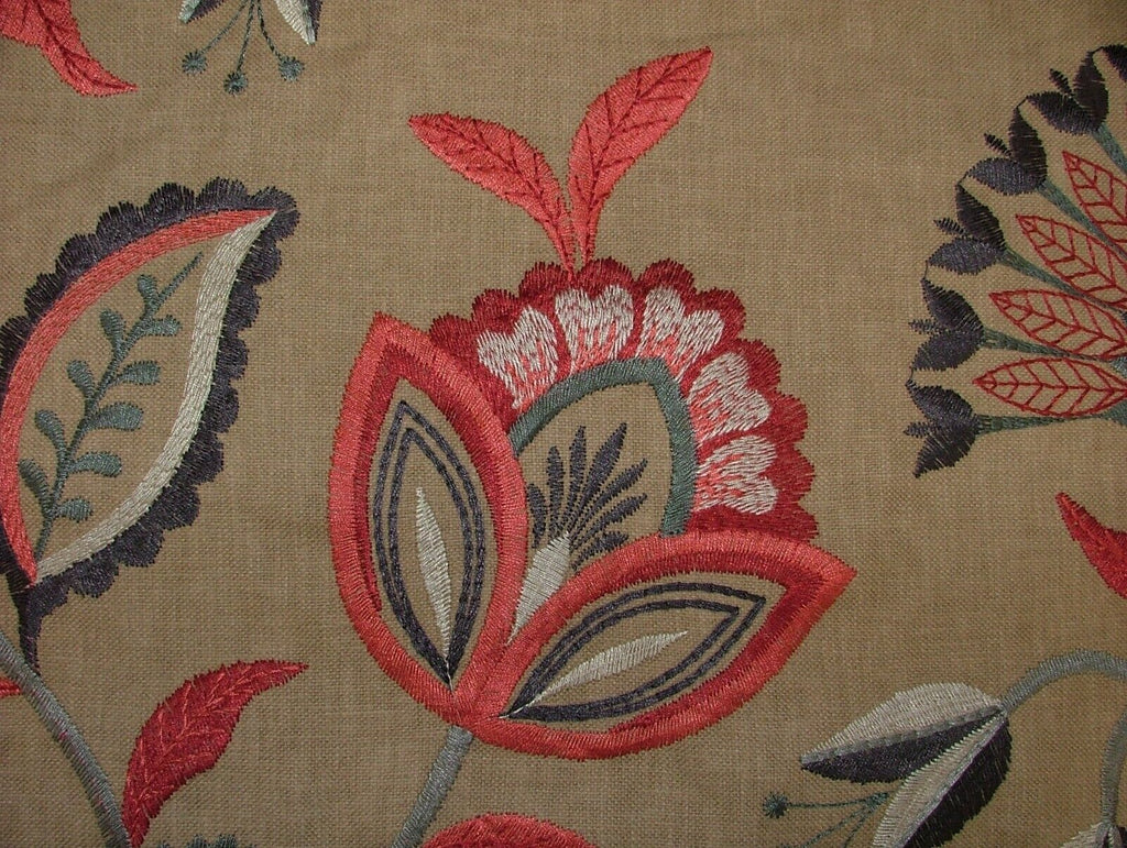 4 Metres iLiv Ophelia Cranberry Embroidered Fabric Curtain Upholstery Cushion