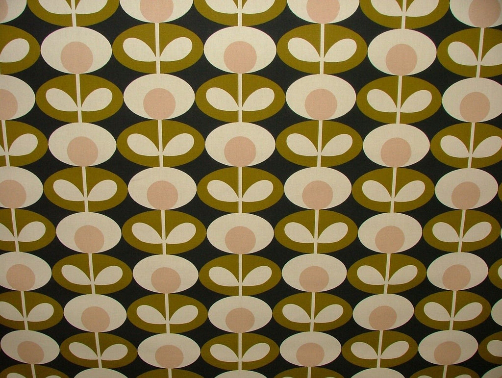 Designer Orla Kiely Oval Flower Seagrass Cotton Curtain Upholstery Craft Fabric