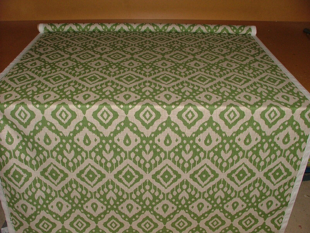 Moroccan Ikat Emerald Green Cotton Curtain Upholstery Cushion Roman Blind Fabric