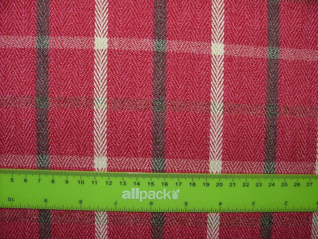 Vintage Pink Herringbone Wool Effect Tartan Upholstery Cushion Curtain Fabric