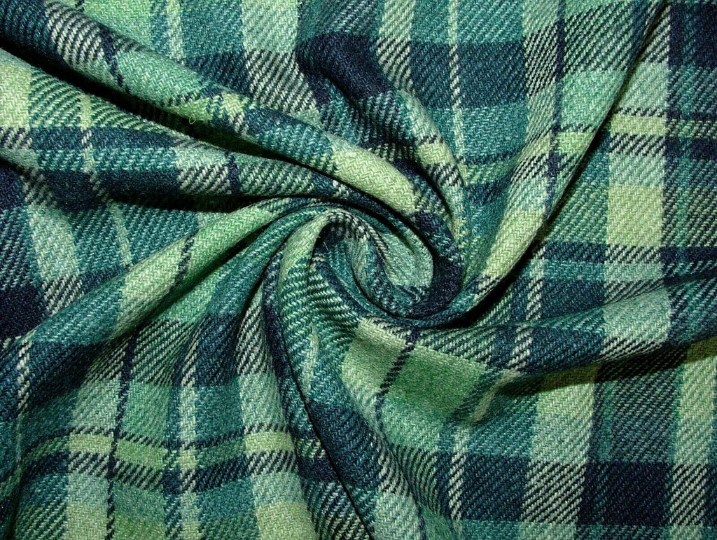 Ocean Highland Wool Blend Tartan Check Upholstery Grade Curtain Cushion Fabric