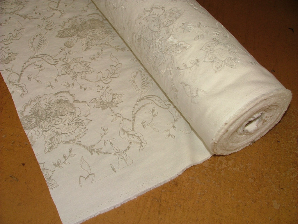 Sandringham Embroidered Curtain Fabric Natural Upholstery  Cushion 23 Metres2