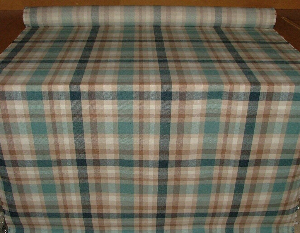 Tobermory Teal Wool Effect Thick Tartan Upholstery Curtain Cushion Fabric