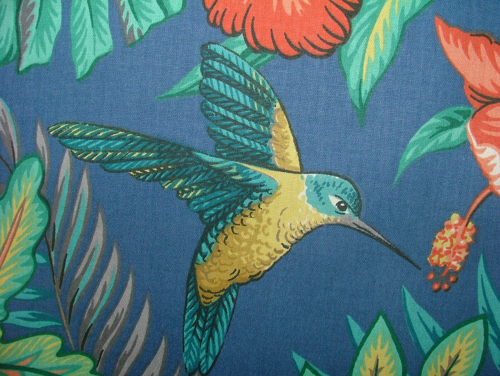 Marine Blue Tropical Birds Monkey Cotton Fabric Curtain Upholstery Blind Cushion