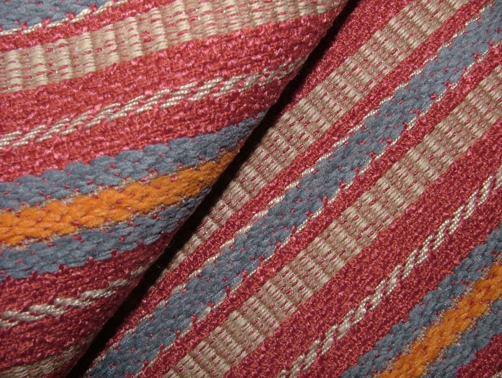 2.1 Metres Hendrix Chilli Thick Woven Stripe Curtain Upholstery Cushion Fabric