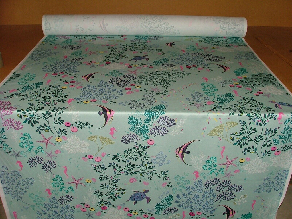 Sara Miller London Underwater Aqua Fabric - Curtain Upholstery Cushion Blinds