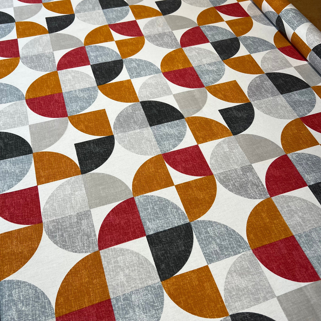 2 Metres iLiv Spiral Scarlet 100% Cotton Fabric Curtain Upholstery Cushion4