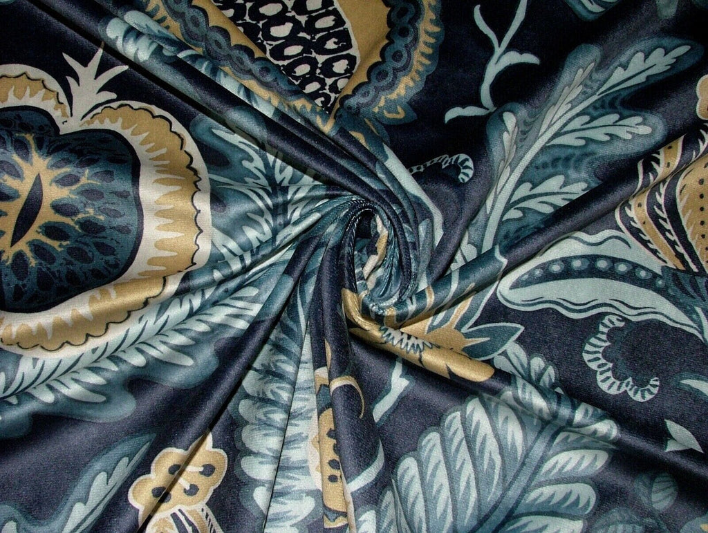 Arts And Crafts Pomegranate Navy Blue Velvet Fabric Curtain Upholstery Cushion