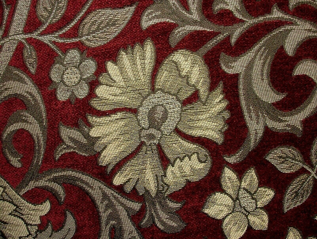 Scottish Thistle Red Chenille Fabric Curtain Cushion Upholstery Throws Blinds