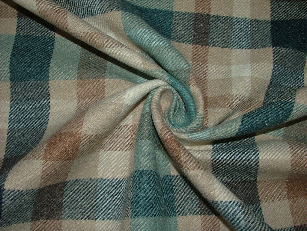 Tobermory Teal Wool Effect Thick Tartan Upholstery Curtain Cushion Fabric