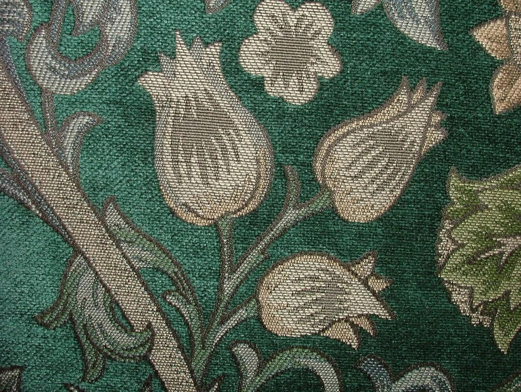 3.2 Metres Scottish Thistle Verdigris Chenille Fabric Curtain Cushion Upholstery