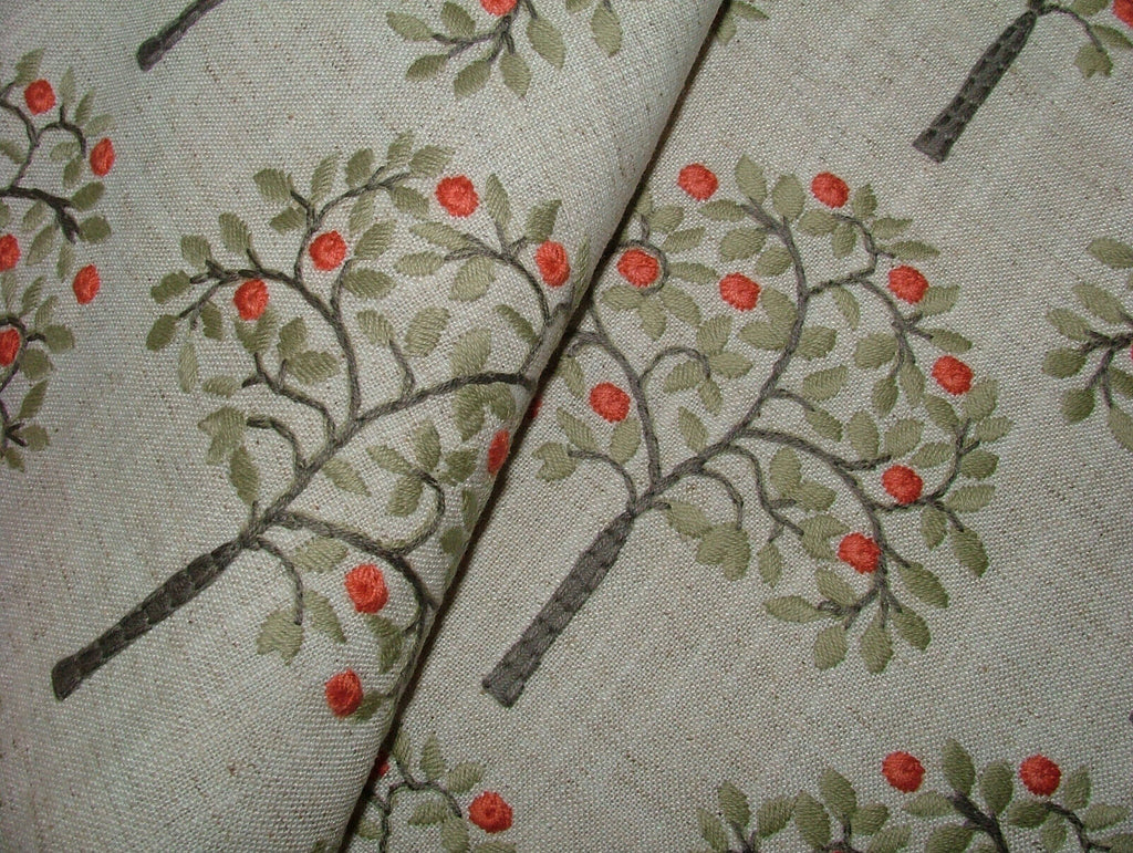 2.1 Metres Orange Grove Spruce Embroidered Fabric Curtain Upholstery Cushion