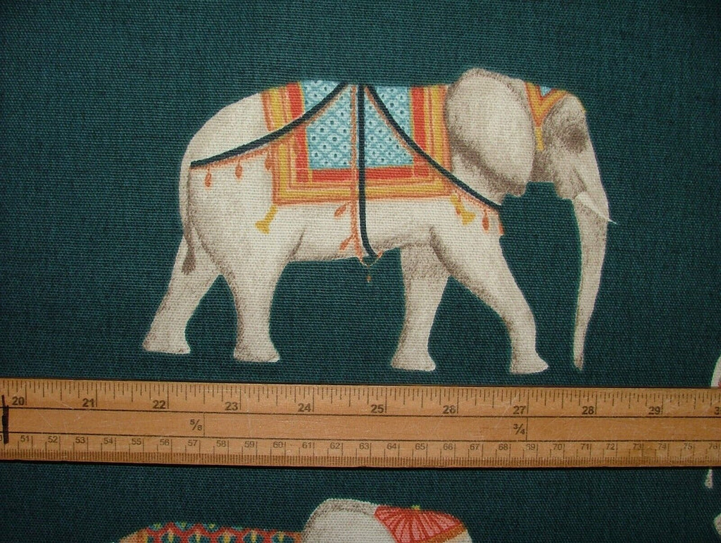 Jaipur Indian Elephant Deep Teal Cotton Curtain Upholstery Cushion Blind Fabric