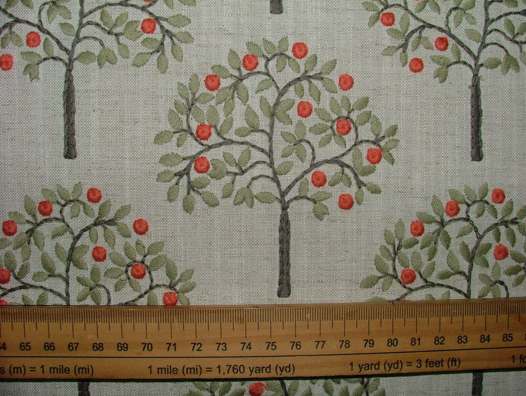 2.1 Metres Orange Grove Spruce Embroidered Fabric Curtain Upholstery Cushion