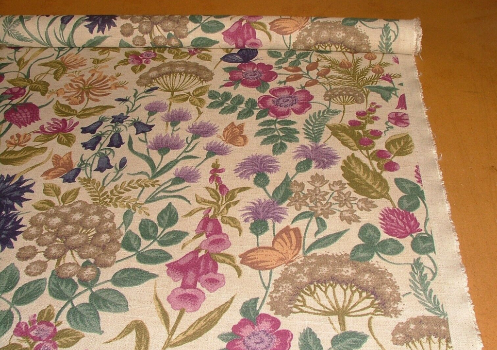 2.4 Metres iLiv Field Flowers Elderberry Linen Mix Fabric Cushion Curtain