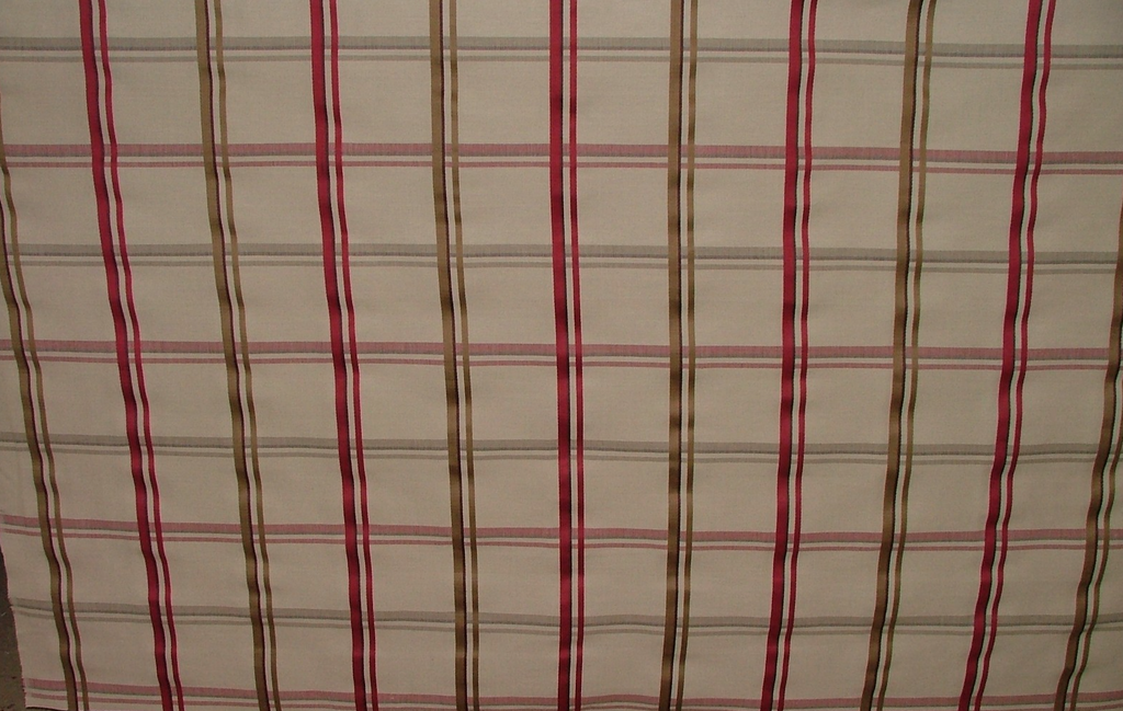 Romo Curtain Upholstery Fabric Quincey Redcurrant Woven Check - 14 Metres0