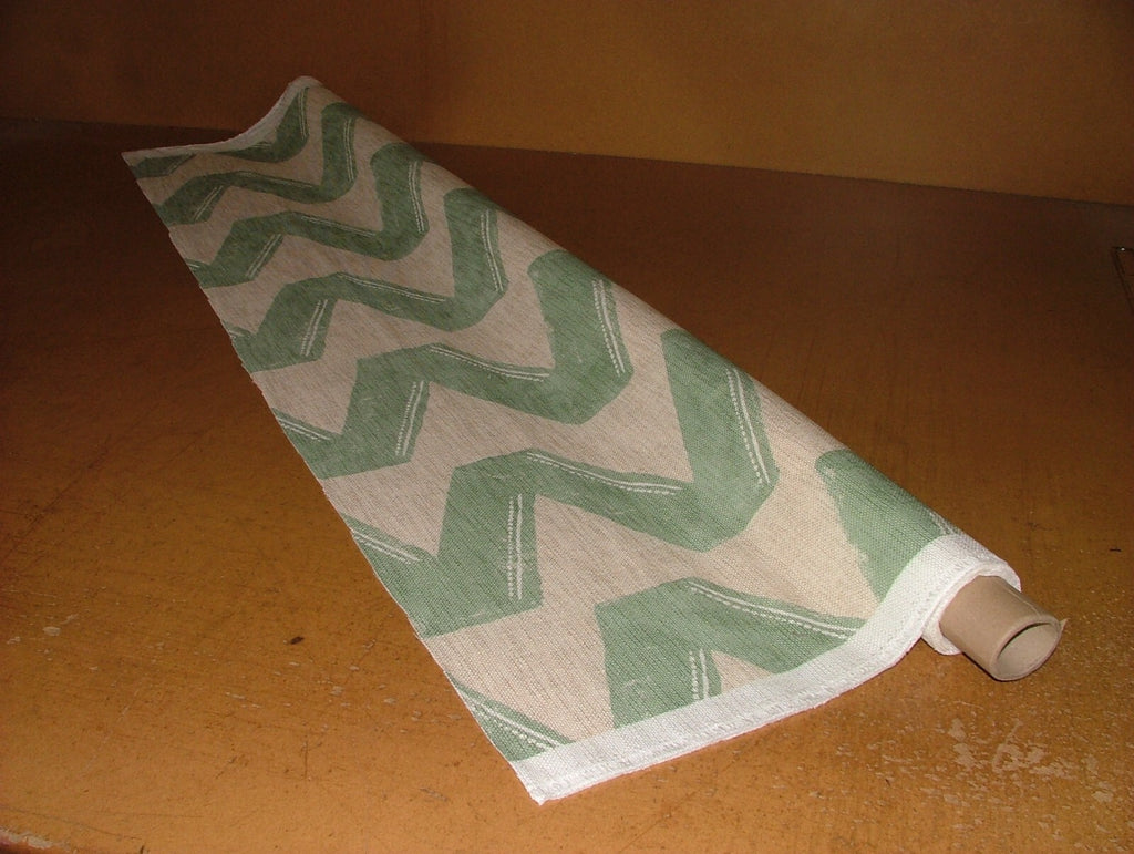 2 Metro Zigana Mare Agrifoglio Misto Lino Zig-Zag Tessuto - Tenda Fodera Cuscino2